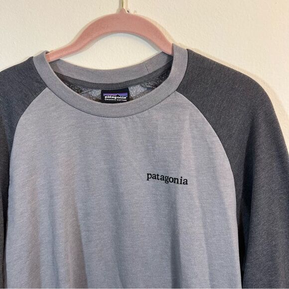 Patagonia Men’s Gray Logo Organic Cotton Crewneck Sweatshirt Medium - Picture 2 of 14